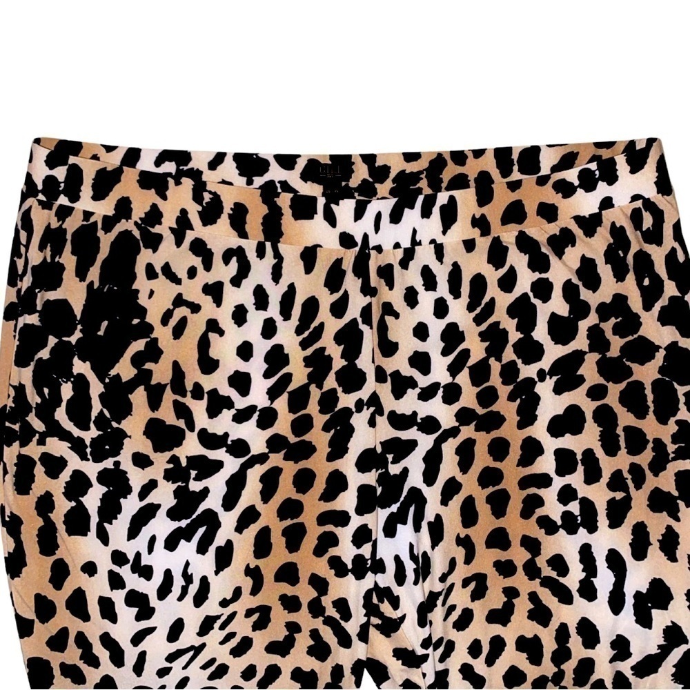 Animal Print Wide Flare Pants Tan Black 1X - Picture 5 of 9